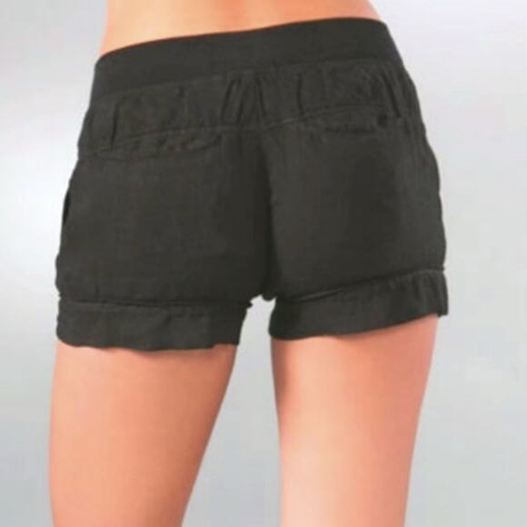 James Perse Women’s Size 28 Black Ribbed Waist 100% Linen Shorts WIN4110 - Picture 2 of 11